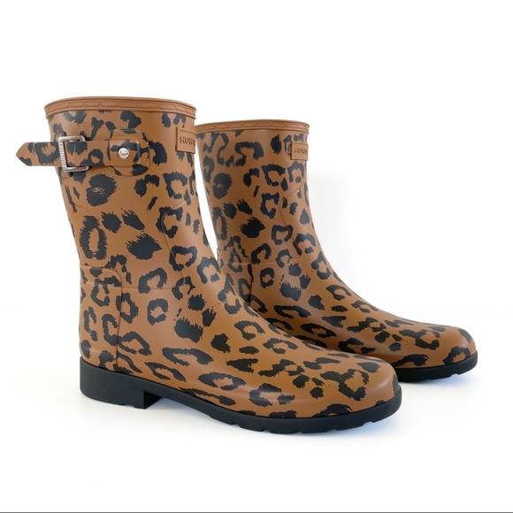 Hunter Original Leopard Print Refined Short Rain Boots in Size 10 - Picture 16 of 16